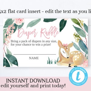 Woodland Animals Floral Invitation Set Baby Girl Shower Editable Template Woodland Invite Girl Baby Shower Invitation Kit SP0018 image 7