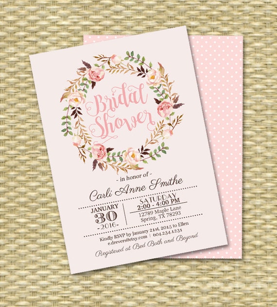 Printable Bridal Shower Invitation Watercolor Roses Floral - Etsy
