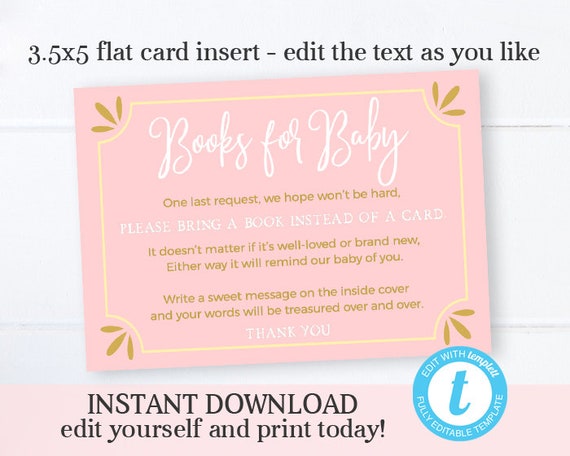 Once Upon a Time Baby Shower Books for Baby Insert, Baby Shower Bring a Book Insert, Storybook Book Request, Editable, Printable, Templett Il_570xn