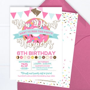 Donuts and Pajamas Invitation, Donut Invitation, Donut Party, Donut Birthday Invitation, Sleepover Party, Doughnut Party, Pajama Party image 2