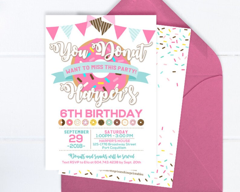 Donuts and Pajamas Invitation, Donut Invitation, Donut Party, Donut Birthday Invitation, Sleepover Party, Doughnut Party, Pajama Party image 2