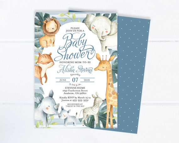baby boy shower invitations jungle theme