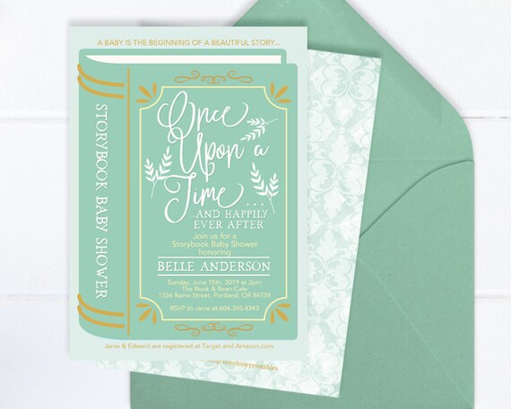 Gender Neutral Baby Shower Invitation, Once Upon a Time Baby Shower Invite, Storybook Baby Shower Invitation, Fairytale Baby Shower Invite Il_570xn