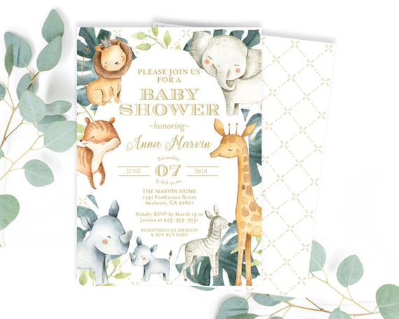 etsy safari baby shower invitations