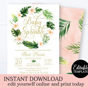 Hawaiian Baby Girl Shower Invitation, Tropical Girl Baby Shower Invite, Luau Baby Shower, Pink Tropical Floral, Printable Invitation SP0023 image 9