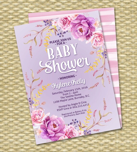 Boho Baby Shower Invitation, Girl Baby Shower Invite, Printable or PRINTED by Sunshine