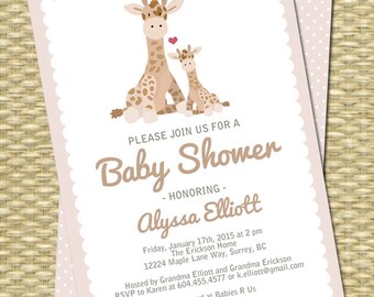 Giraffe Baby Shower Invitation Gender Neutral Baby Shower Invite Giraffe and Mom Baby Girl Shower Baby Boy Shower Invitation Printable