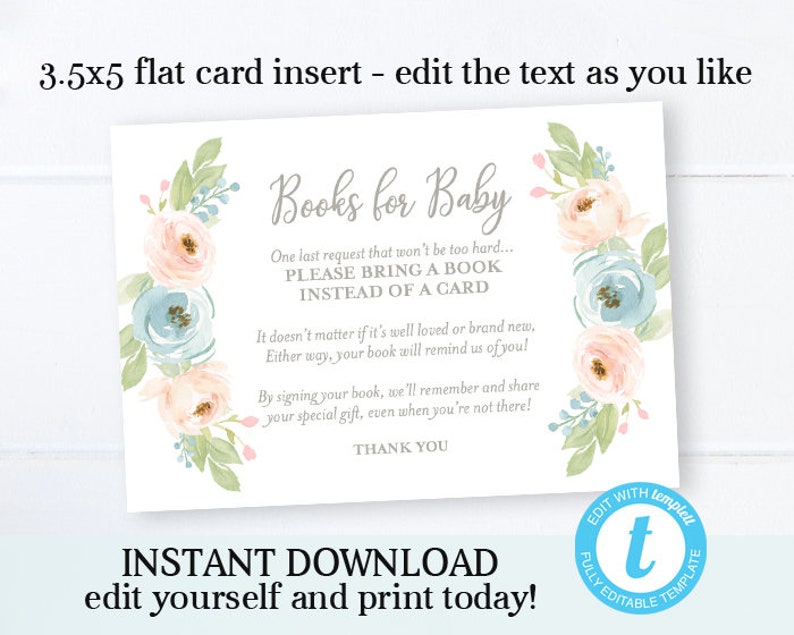 Pastel Floral Baby Shower Invitation KIT Printable Invitation Template Instant Download Editable Baby Girl Shower Invitation Printable image 6