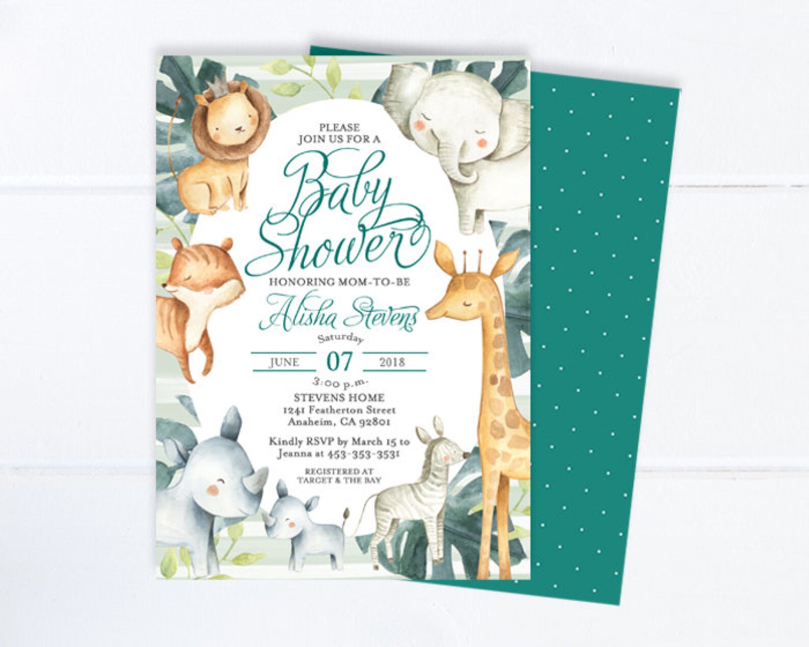 Printed Safari Baby Shower Invitations Gender Neutral Safari Etsy