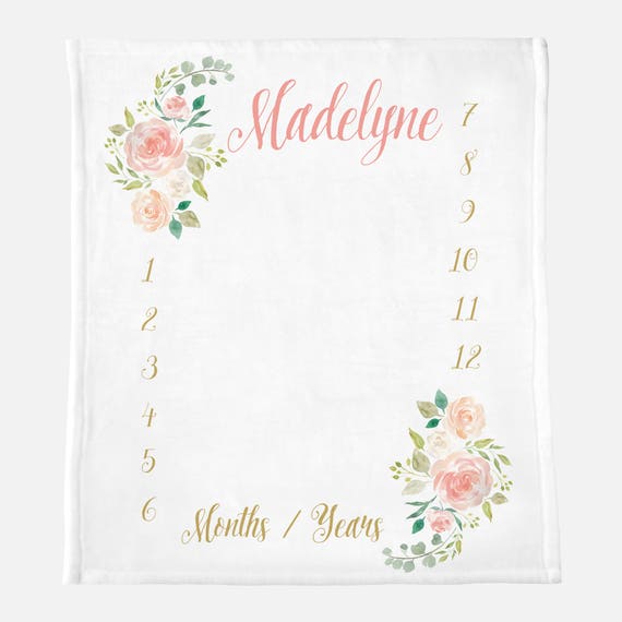 Baby Milestone Blanket, Baby Girl Monthly Milestone Blanket, Baby Girl Gift, Baby Shower Gift Girl, Baby Girl Blanket, Floral Milestone Il_570xn