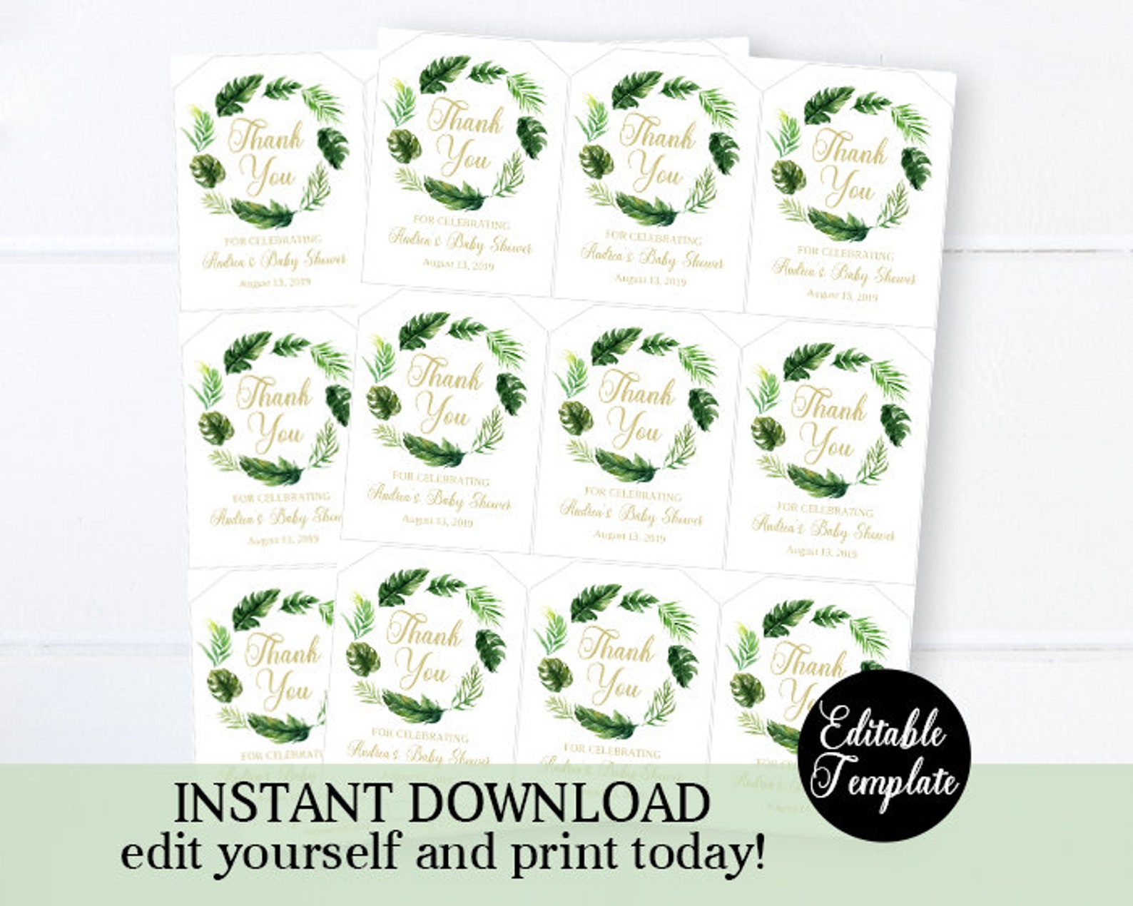 Tropical Baby Shower Pennant Banner Printable File Editable | Etsy