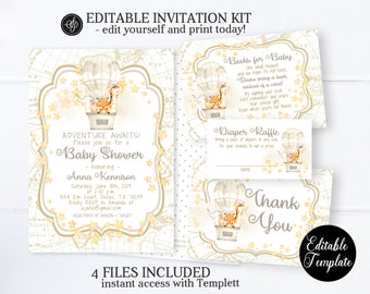 Adventure Baby Shower Invitation Suite, Shower Invitation Package, Invitation Bundle, Invitation Set, Invitation Kits, Request SP0035