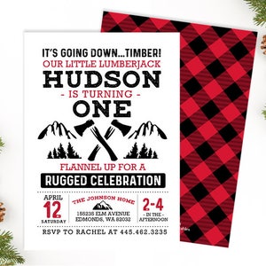 Lumberjack Birthday Invitation Lumberjack First Birthday Boy Lumberjack Birthday Invite Lumberjack Invitation Lumberjack Party Boy Birthday image 1