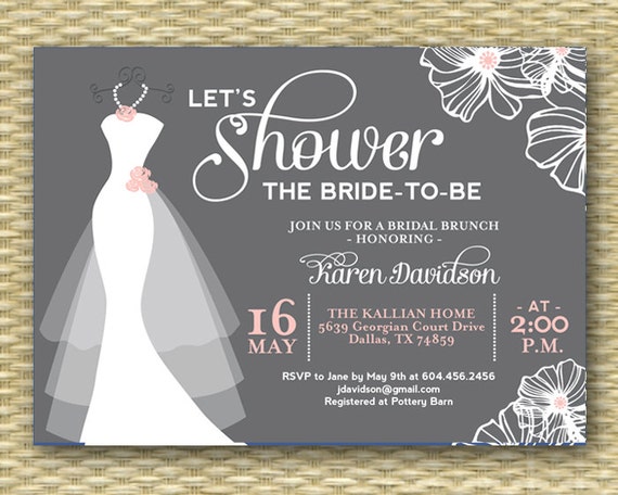 Let's Shower The Bride Invitation Wedding Dress Bridal | Etsy