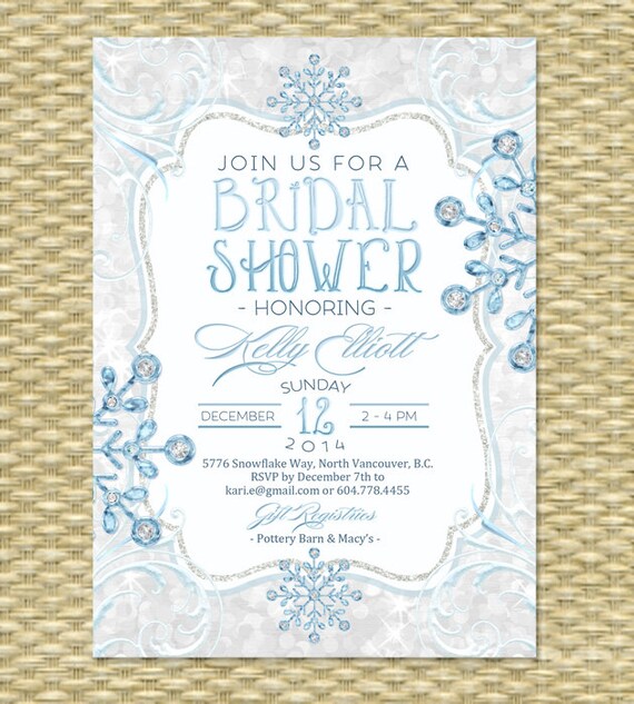 Winter Bridal Shower Invitation, Baby It's Cold Ice Diamonds Glitter Snowflakes Winter Baby Shower, ANY EVENT Il_570xn