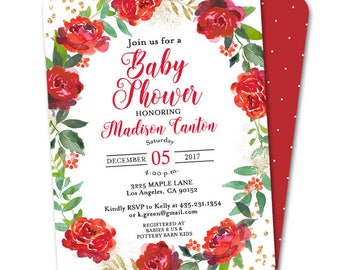 Christmas Baby Shower Invitation Holiday Baby Shower Invite Christmas Party Invitations , Holiday Party, Winter Baby Shower, Printable