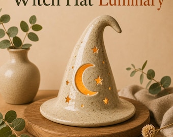 Witch Hat Luminary Pottery Template PDF | Halloween Candle Holder | Ceramic Witch Hat Decor | Slab Pottery Template | Instant Download