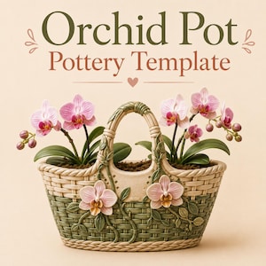 Orchid Pot Pottery Template | Slab Pottery Template PDF | Ceramic Orchid Planter Pattern | Clay Hand building Template | Digital Download