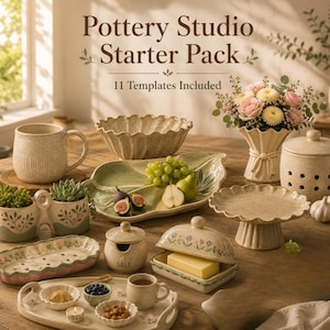Complete Pottery Templates Bundle | 11 Slab Building Ceramic Templates | Mug, Bowl, Plate, Vase, Planter & Kitchen Essentials PDF