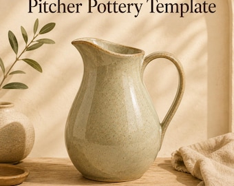 Pitcher Pottery Template PDF | Jug Pottery Pattern | Ceramic Pitcher Template | Slab Building | Handbuilding | Instant Download