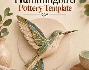 Hummingbird Pottery Template PDF | Ceramic Bird Wall Art | Nature Inspired Clay Project | Slab Pottery Pattern | Instant Download | NO AI