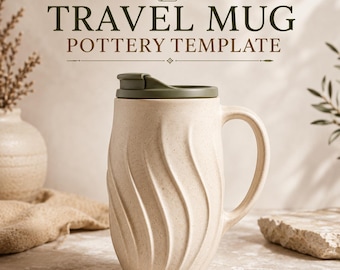 Molde para Caneca de Viagem de Cerâmica | Padrão para Xícara de Cerâmica com Construção em Placas (Download Digital)