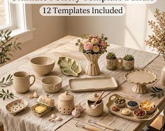 Pottery Templates Mega Bundle | 12 Slab Building Templates | Mug, Bowl, Plate, Tray, Vase & More | Printable PDF Patterns