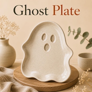 Ghost Plate Pottery Template PDF | Halloween Serving Plate | Ceramic Ghost Dish | Slab Pottery Template | Instant Download