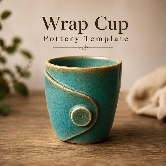 Wrap Cup Pottery Template | Handmade Cup Wrap Pattern | Breakfast Cup Slab Building | Printable Ceramic Patterns | Girls Activity (PDF)