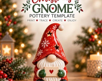 Christmas Gnome Pottery Template | Ceramic Gnome Pattern | Holiday Slab Clay Template | Printable PDF | Instant Download