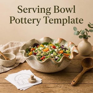 Serving Bowl Pottery Template PDF | Ceramic Serving Bowl Pattern | Slab Pottery Template | Clay Hand building | Instant Download