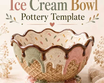 Szablon do glinianej misy na lody | Szablon do gliny w formacie PDF | Wzór na ceramiczną misę deserową | Szablon do rękodzieła z gliny | Pobieranie cyfrowe