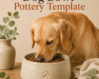 Dog Bowl Pottery Template PDF | Ceramic Dog Bowl Pattern | Pet Food Bowl Template | Slab Pottery Clay Template | Instant Download