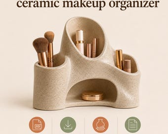 Szablon organizera na kosmetyki | Ceramiczny wzór na pojemnik na kosmetyki | Organizer toaletowy do budowania z płyty | Szablon do przechowywania kosmetyków DIY w formacie PDF