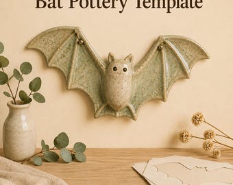 Bat Pottery Template PDF | Bat Wall Pottery | Halloween Ceramic Wall Decor | Gothic Home Decor | Slab Pottery | Instant Download