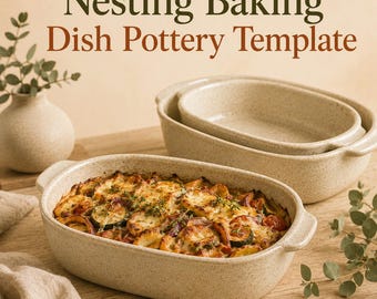 Nesting Baking Dish Pottery Template PDF | Ceramic Baking Dish Pattern | Slab Pottery Bakeware Template | Clay Handmade| Instant Download
