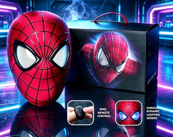 Masque Amazing Spider-Man, casque clignotant contrôlé par bague, masque d'araignée lumineux à LED, accessoire de costume de cosplay, cadeau de collection pour Halloween
