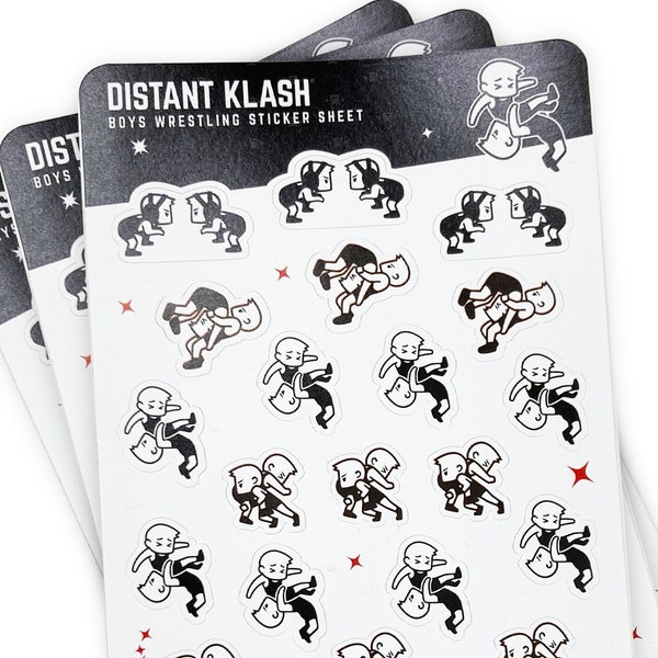 Boys Wrestling Sticker Sheet  for Journal Planner Notebook TN Accessory - Distant Klash