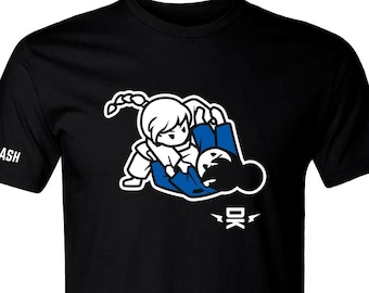 Girls BJJ Vinyl Black Shirt - Rolling - Adult Size - Distant Klash