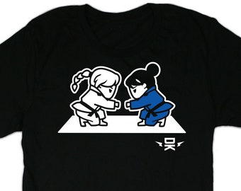 Girls BJJ Vinyl Black Shirt - Fist Bump - Adult Size - Distant Klash