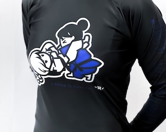 BJJ - Girls Tirangle Unisex Long Sleeve Rashguard - Black, Blue | Grappling MMA | Jiu Jitsu