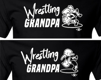 Wrestling - Wrestling Grandpa for Daughters or Sons - Adult Size Black Shirt - Distant Klash