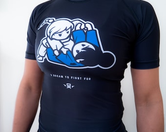 BJJ - Girls Rolling Adult Short Sleeve Rashguard - Black, Blue | Grappling MMA | Jiu Jitsu