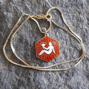Norwegian David Andersen VIRGO zodiac vintage sterling silver 925 enamel designer pendant charm & chain