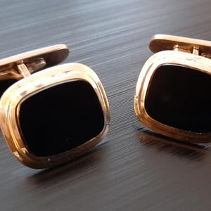 Norwegian vintage silver designer cufflinks black onyx - Ivar T. Holth - Norway - FREE SHIPPING