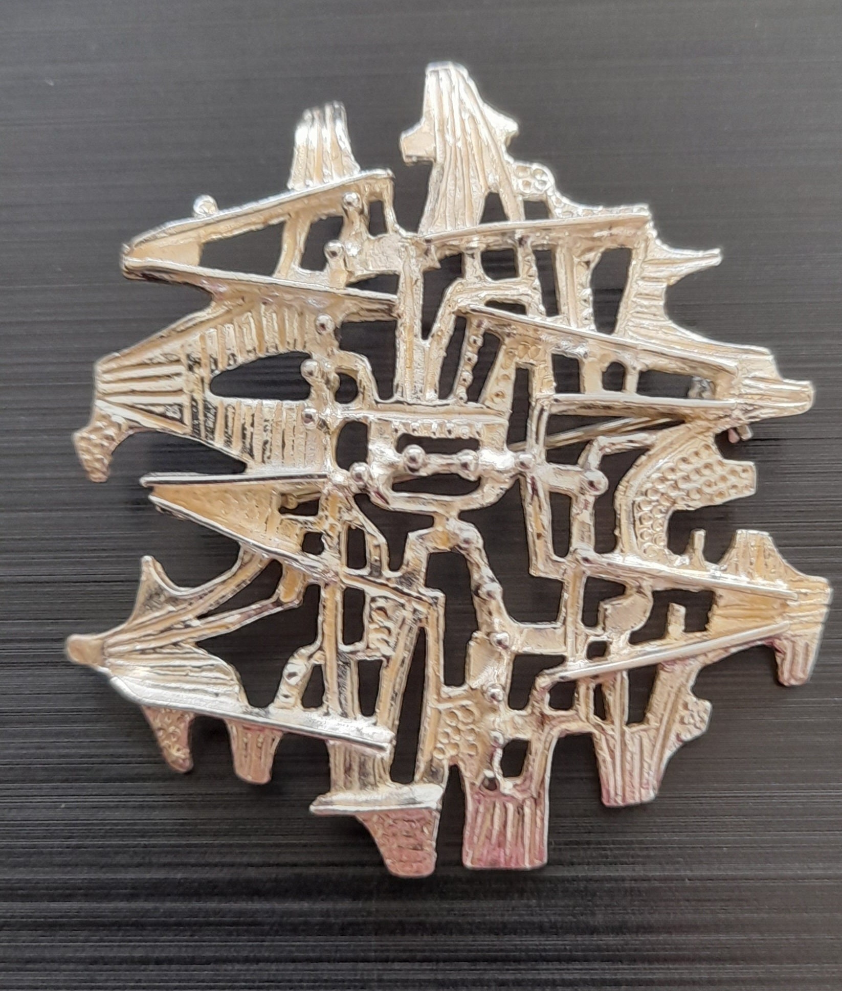 Large Sterling silver Studio Else sales & Paul Hughes brooch/pendant Brutalist