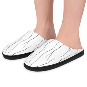 Minimalist Indoor Slippers | Black White Marble Vein Pattern | Cozy House Shoes