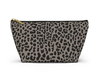 Gray Leopard Print Cosmetic Bag