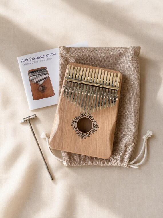 Beginner Kalimba Kit, 17 Key Thumb Piano, Mini Travel Instrument, Relaxing Music Gift, Screen Free Hobby for Kids Adults