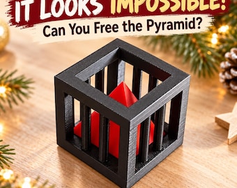Trapped Pyramid Puzzle, Impossible Object Brain Teaser, Mini Desk Challenge, Christmas Gift for Curious Minds
